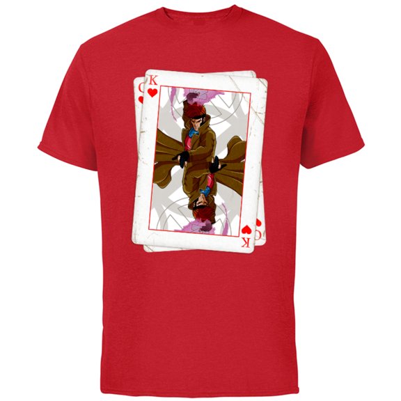 Marvel X-Men Gambit Playing Cards 90s - Short Sleeve Cotton T-Shirt for Adults - Customized-Red