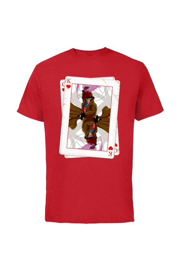 X-Men Gambit Playing Cards 90s - Short Sleeve Cotton T-Shirt for Adults - Customized-Red