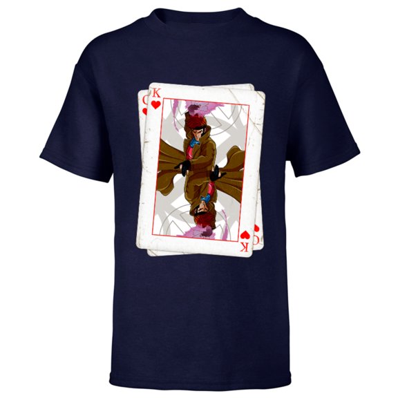 Marvel X-Men Gambit Playing Cards 90s - Short Sleeve T-Shirt for Kids – Customized-Navy