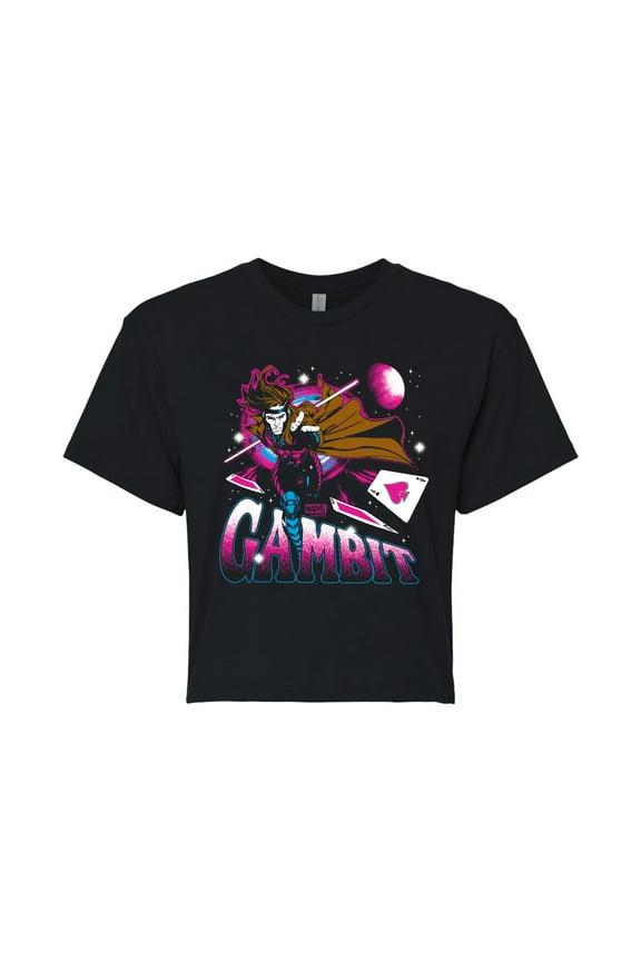 X-Men - Gambit Space - Juniors Cropped Graphic T-Shirt