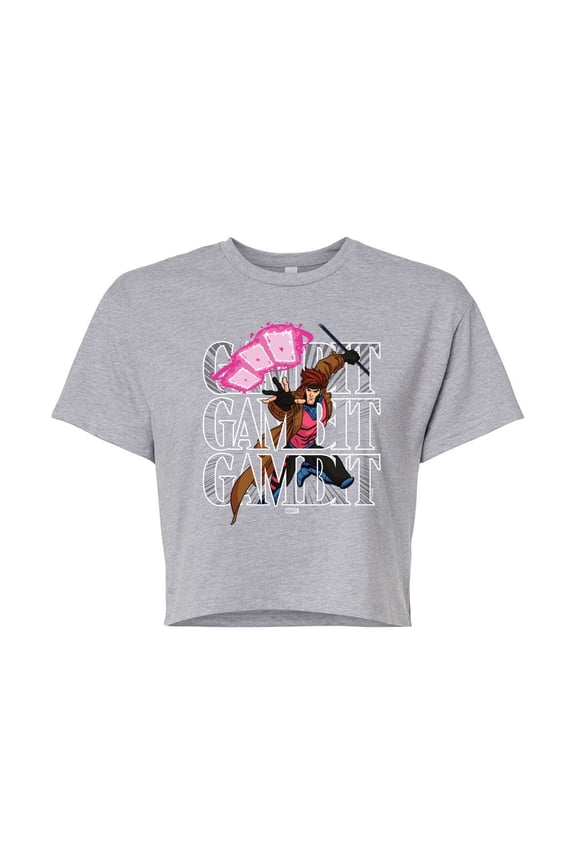 X-Men - Gambit Stack - Juniors Cropped Graphic T-Shirt