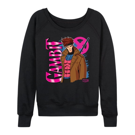 Marvel X-Men - Gambit With Logo - Women's French Terry Pullover Sweatshirt