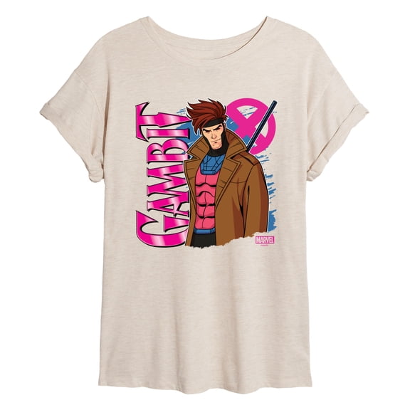 Marvel X-Men - Gambit With Logo - Women's Oversized Graphic T-Shirt