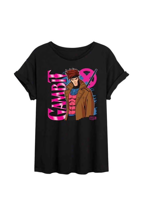 X-Men - Gambit With Logo - Women's Oversized Graphic T-Shirt
