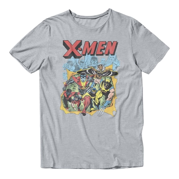 Marvel X-Men Group Action Vintage Men's T Shirt (Sport Grey, S-XXXL)