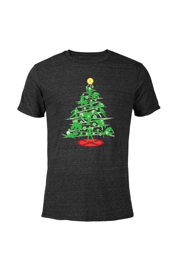 X-Men Mutant Christmas Tree - Short Sleeve Blended T-Shirt for Adults – Customized-Black