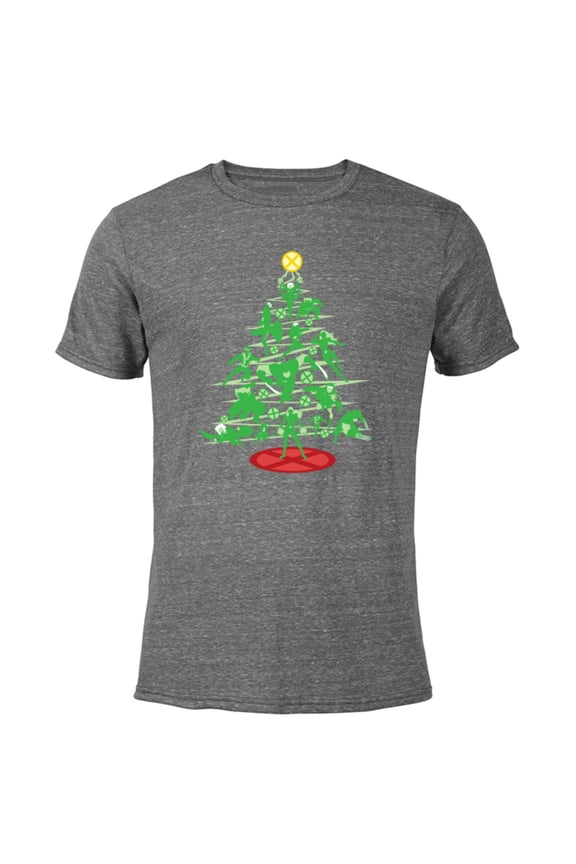 X-Men Mutant Christmas Tree - Short Sleeve Blended T-Shirt for Adults – Customized-Dark Heather