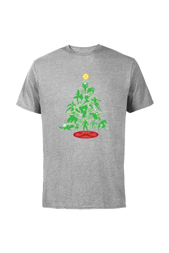 X-Men Mutant Christmas Tree - Short Sleeve Cotton T-Shirt for Adults - Customized-Athletic Heather