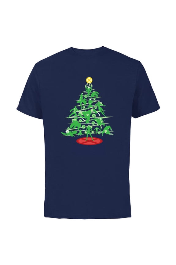 X-Men Mutant Christmas Tree - Short Sleeve Cotton T-Shirt for Adults - Customized-Navy