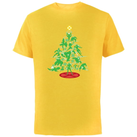 Marvel X-Men Mutant Christmas Tree - Short Sleeve Cotton T-Shirt for Adults - Customized-Yellow