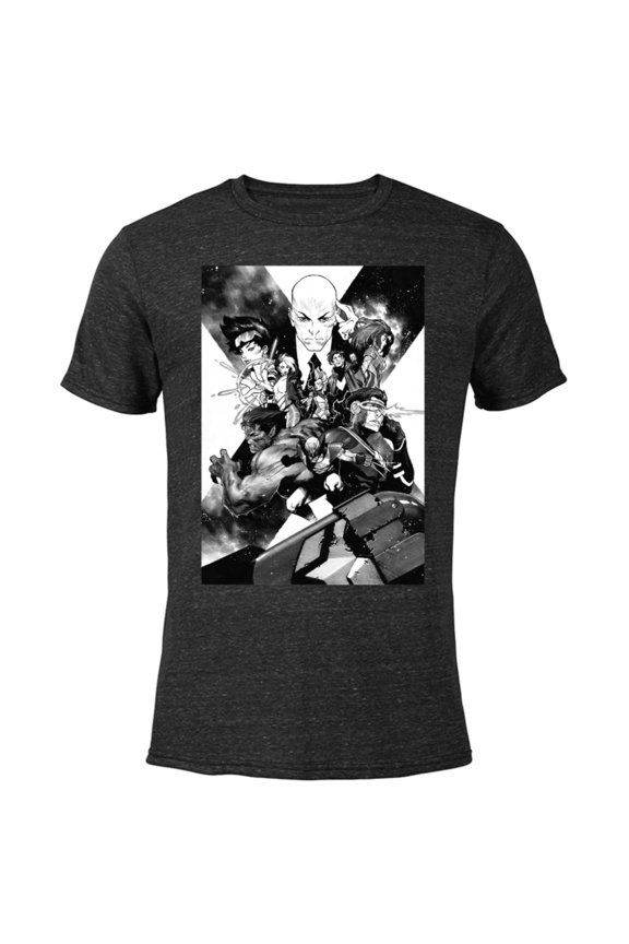 X-Men Mutant Super Heroes Black and White - Short Sleeve Blended T-Shirt for Adults – Customized-Black