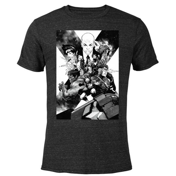 Marvel X-Men Mutant Super Heroes Black and White - Short Sleeve Blended T-Shirt for Adults – Customized-Black