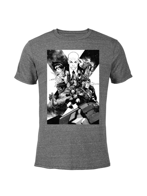 X-Men Mutant Super Heroes Black and White - Short Sleeve Blended T-Shirt for Adults – Customized-Dark Heather