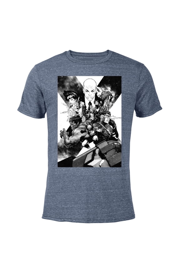 X-Men Mutant Super Heroes Black and White - Short Sleeve Blended T-Shirt for Adults – Customized-Navy Heather