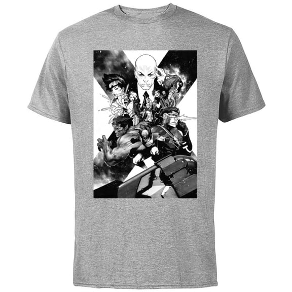 Marvel X-Men Mutant Super Heroes Black and White - Short Sleeve Cotton T-Shirt for Adults - Customized-Athletic Heather