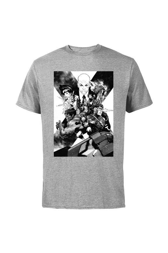 X-Men Mutant Super Heroes Black and White - Short Sleeve Cotton T-Shirt for Adults - Customized-Athletic Heather