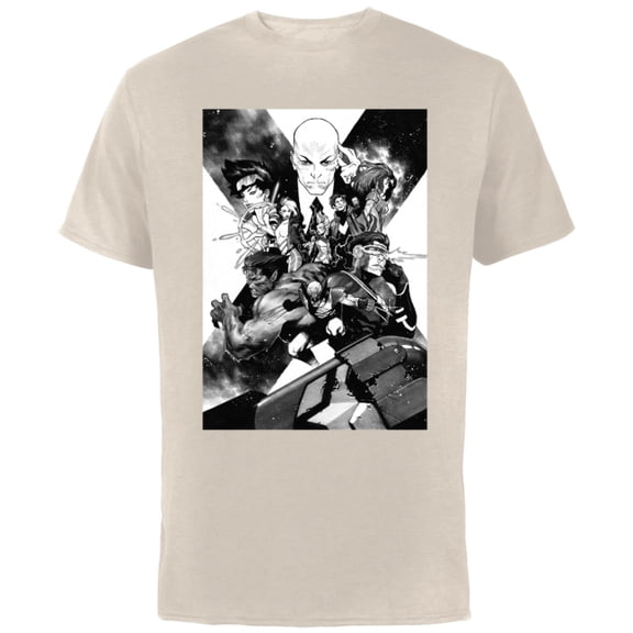 Marvel X-Men Mutant Super Heroes Black and White - Short Sleeve Cotton T-Shirt for Adults - Customized-Natural