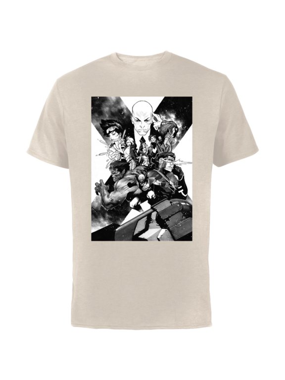 X-Men Mutant Super Heroes Black and White - Short Sleeve Cotton T-Shirt for Adults - Customized-Natural