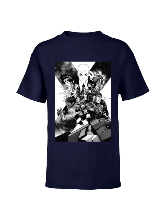 X-Men Mutant Super Heroes Black and White - Short Sleeve T-Shirt for Kids – Customized-Navy