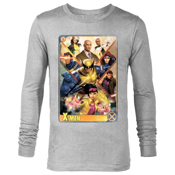 Marvel X-Men Mutant Super Heroes Trading Card - Long Sleeve T-Shirt for Men – Customized-Athletic Heather