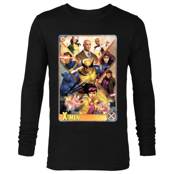Marvel X-Men Mutant Super Heroes Trading Card - Long Sleeve T-Shirt for Men – Customized-Black
