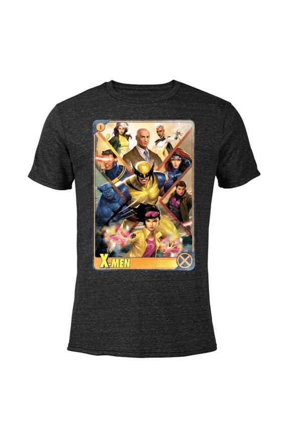 X-Men Mutant Super Heroes Trading Card - Short Sleeve Blended T-Shirt for Adults – Customized-Black