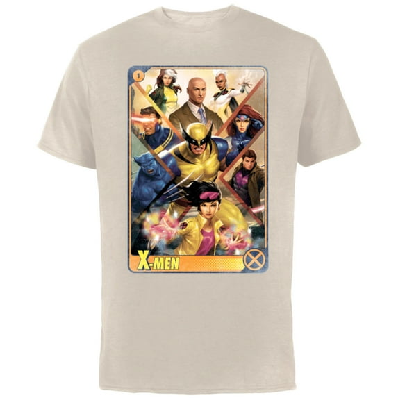 Marvel X-Men Mutant Super Heroes Trading Card - Short Sleeve Cotton T-Shirt for Adults - Customized-Natural