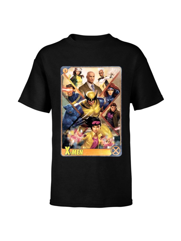 X-Men Mutant Super Heroes Trading Card - Short Sleeve T-Shirt for Kids – Customized-Black