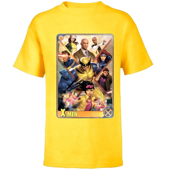 Marvel X-Men Mutant Super Heroes Trading Card - Short Sleeve T-Shirt for Kids – Customized-Yellow