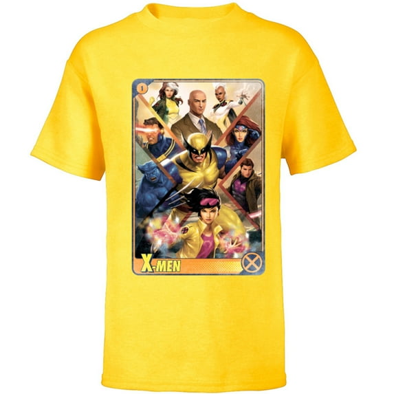 Marvel X-Men Mutant Super Heroes Trading Card - Short Sleeve T-Shirt for Kids – Customized-Yellow