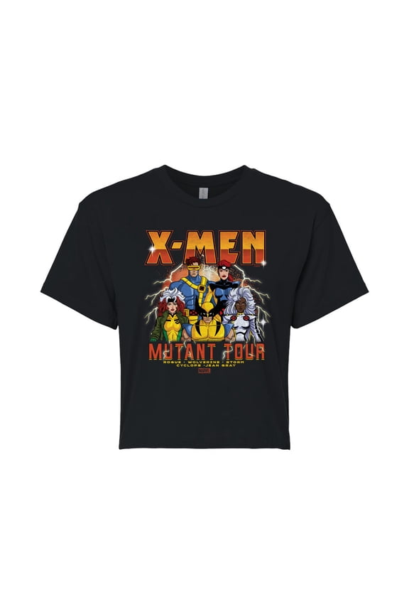 X-Men - Mutant Tour Band - Juniors Cropped Graphic T-Shirt