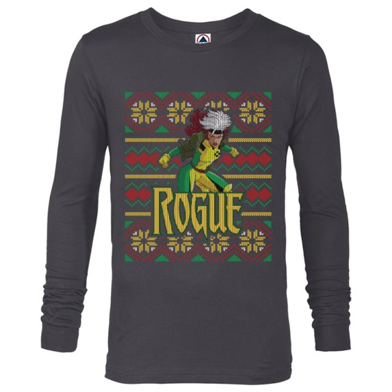 Marvel X-Men Rogue Holiday Sweater - Long Sleeve T-Shirt for Men - Customized-Charcoal Heather