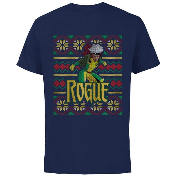 Marvel X-Men Rogue Holiday Sweater - Short Sleeve Cotton T-Shirt for Adults - Customized-Navy