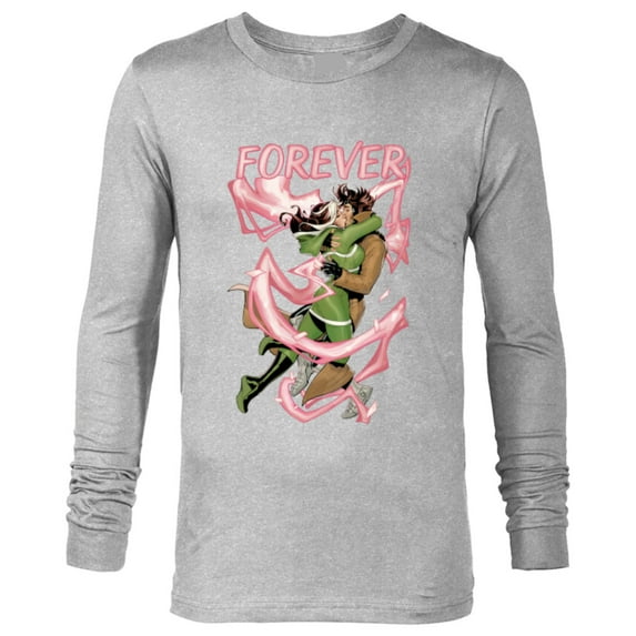 Marvel X-Men Rogue and Gambit Forever Kiss Valentine's Day - Long Sleeve T-Shirt for Men - Customized-Athletic Heather