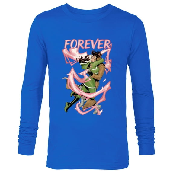 Marvel X-Men Rogue and Gambit Forever Kiss Valentine's Day - Long Sleeve T-Shirt for Men - Customized-Navy