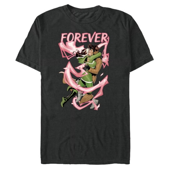 Marvel X-Men Rogue and Gambit Forever Kiss Valentine's Day - Short Sleeve Blended T-Shirt for Adults - Customized-Dark Heather