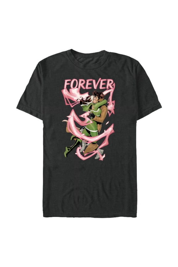 X-Men Rogue and Gambit Forever Kiss Valentine's Day - Short Sleeve Blended T-Shirt for Adults - Customized-Dark Heather