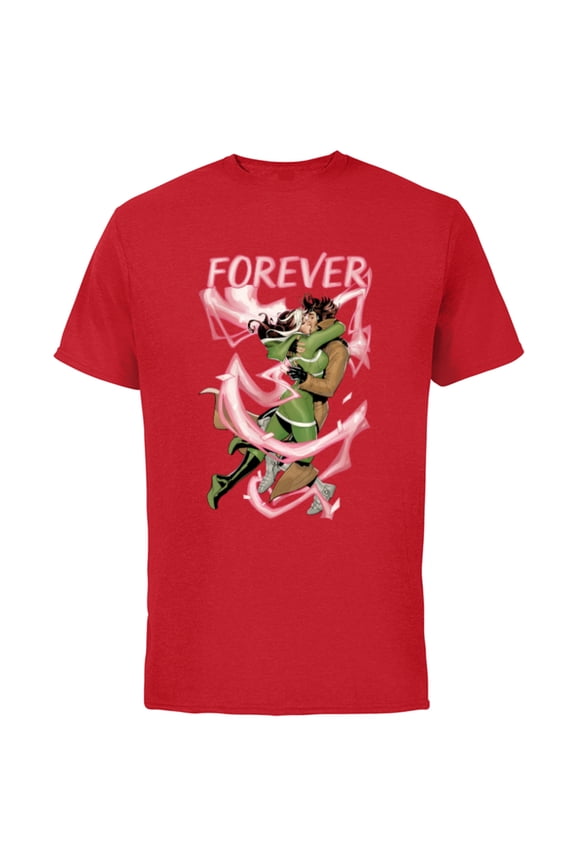 X-Men Rogue and Gambit Forever Kiss Valentine's Day - Short Sleeve Cotton T-Shirt for Adults - Customized-Red