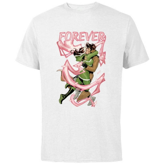 Marvel X-Men Rogue and Gambit Forever Kiss Valentine's Day - Short Sleeve Cotton T-Shirt for Adults - Customized-White