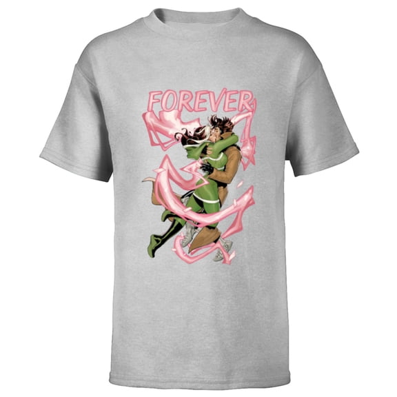 Marvel X-Men Rogue and Gambit Forever Kiss Valentine's Day - Short Sleeve T-Shirt for Kids - Customized-Athletic Heather