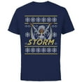 thumbnail image 1 of Marvel X-Men Storm Holiday Sweater - Short Sleeve Cotton T-Shirt for Adults - Customized-Navy, 1 of 5