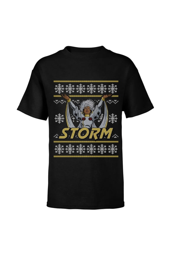 X-Men Storm Holiday Sweater - Short Sleeve T-Shirt for Kids - Customized-Black