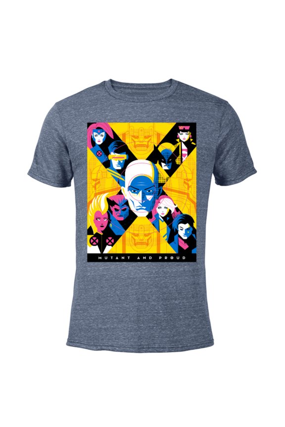 X-Men Super Heroes Illustration Mutant and Proud - Short Sleeve Blended T-Shirt for Adults – Customized-Navy Heather