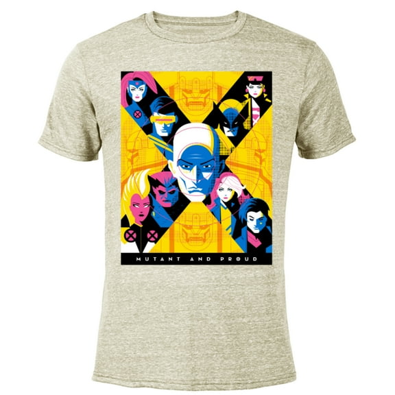 Marvel X-Men Super Heroes Illustration Mutant and Proud - Short Sleeve Blended T-Shirt for Adults – Customized-Yellow