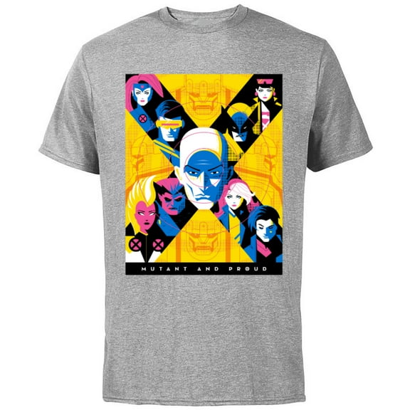 Marvel X-Men Super Heroes Illustration Mutant and Proud - Short Sleeve Cotton T-Shirt for Adults - Customized-Athletic Heather