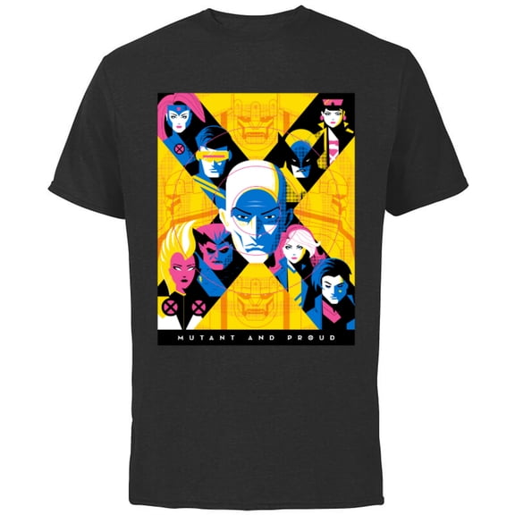 Marvel X-Men Super Heroes Illustration Mutant and Proud - Short Sleeve Cotton T-Shirt for Adults - Customized-Black
