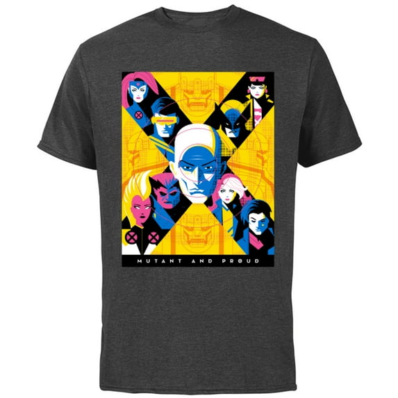 Marvel X-Men Super Heroes Illustration Mutant and Proud - Short Sleeve Cotton T-Shirt for Adults - Customized-Charcoal