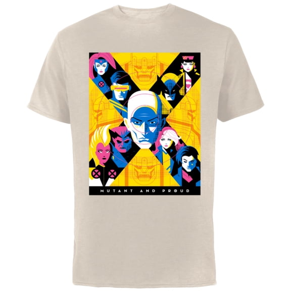 Marvel X-Men Super Heroes Illustration Mutant and Proud - Short Sleeve Cotton T-Shirt for Adults - Customized-Natural
