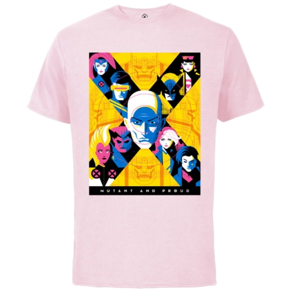 Marvel X-Men Super Heroes Illustration Mutant and Proud - Short Sleeve Cotton T-Shirt for Adults - Customized-Soft Pink