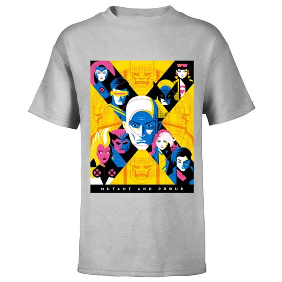 Marvel X-Men Super Heroes Illustration Mutant and Proud - Short Sleeve T-Shirt for Kids – Customized-Athletic Heather